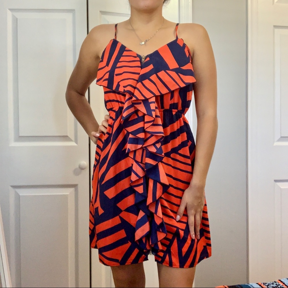 Blue and orange ruffled dress 🧡👗